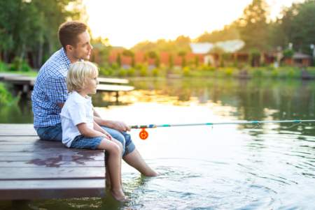 father and son fishing